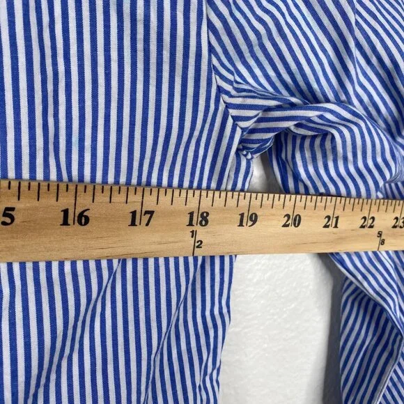 J.Crew Women's Poplin Tiered Striped Preppy Coastal Resort Dress Blue White Sz M - Picture 9 of 10